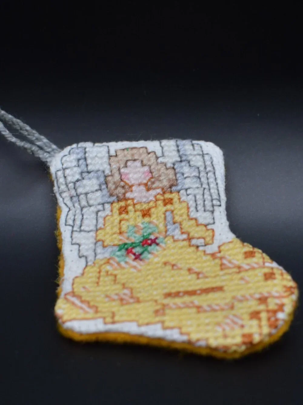 Cross Stitch Homemade Stocking Ornament - Angel
